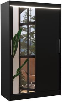 Spinta ADRK Bario LED, juoda, 120 cm x 58 cm x 200 cm, su veidrodžiu