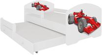Vaikiška lova viengulė su ištraukiama papildoma lova ADRK Pepe II Formula, balta/raudona, 80 x 160 cm/80 x 145 cm, be patalynės dėžės, su čiužiniu