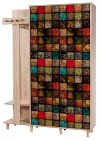 Prieškambario baldų komplektas Kalune Design Garmanto 135-723, vidaus, įvairių spalvų/raudona/sonoma ąžuolo