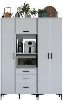 Daugiafunkcinė virtuvės spinta Kalune Design, balta, 150 cm x 40 cm x 198.6 cm