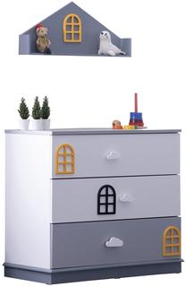 Komoda Kalune Design Dolce-R-Sýfonyer, balta/geltona/pilka, 45 cm x 90 cm x 80 cm