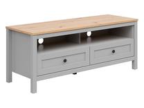 TV staliukas Salga, ąžuolo/pilka, 129 cm x 46.5 cm x 52.5 cm