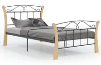 Lova viengulė VLX Bed Frame, 100 x 200 cm, ruda/juoda, be čiužinio, su grotelėmis
