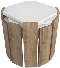 Kavos staliukas Kalune Design Lori, balta/riešuto, 44.5 cm x 44.5 cm x 41 cm