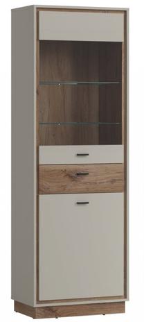 Vitrina MN Rivero RIVV04, ąžuolo/pilka, 40 cm x 67.9 cm x 200.5 cm