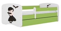 Vaikiška lova viengulė Kocot Kids Wednesday, balta/žalia, 80 x 160 cm, su patalynės dėže, be čiužinio