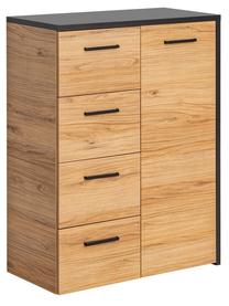 Komoda Meble Okmed Toronto, ąžuolo/juoda, 37.5 cm x 77.5 cm x 104 cm