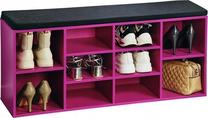 Suoliukas su batų lentyna Kesper, juoda/rožinė, 103.5 cm x 48 cm x 29.5 cm