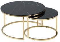 Kavos staliukas Loft Muse, aukso/juodas, 80 cm x 80 cm x 45 cm