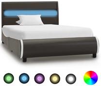 Lova viengulė VLX Faux Leather 285026, 90 x 200 cm, antracito, be čiužinio, su grotelėmis