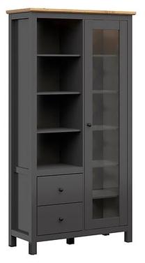 Vitrina Hesen S515-REG1W2S/20/11-GF/DASN, ąžuolo/grafito, 106 cm x 44 cm x 203 cm