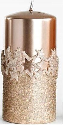 Kalėdinė žvakė, cilindrinė Mondex Ice Star BC3842-SW, 500 g, Aukso
