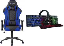 Žaidimų kėdė Red Fighter C1 + Marvo CM370 4-in-1 Gaming Starter Kit, 56.5 x 57.5 x 124 - 131 cm, mėlyna/juoda