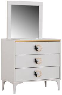 Kosmetinis staliukas Kalune Design Bella 106DNV1167, baltas, 61 cm x 88 cm x 136 cm, su veidrodžiu