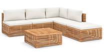 Lauko baldų komplektas VLX Garden Lounge Set, kreminės spalvos/rudas, 5 vietų