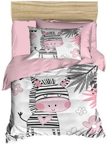 Vaikiškas patalynės užvalkalų komplektas Mijolnir PH125, balta/rožinė/pilka, 100 x 150 cm