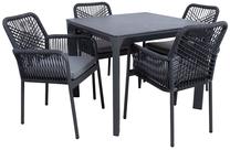 Lauko baldų komplektas Home4you Carves, tamsiai pilka, 4 vietų