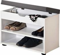 Suoliukas su batų lentyna, balta/pilka, 30 cm x 60 cm x 47 cm