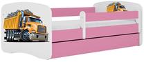 Vaikiška lova viengulė Kocot Kids Babydreams Truck, rožinė, 80 x 160 cm, su patalynės dėže, su čiužiniu