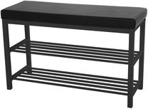 Suoliukas su batų lentyna 4Living, juodas, 80 cm x 30 cm x 51 cm