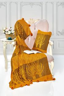 Pledo ir pagalvės komplektas Mijolnir Ponpon Tree 303EVN1181, garstyčių, 130 cm x 170 cm