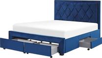 Lova dvigulė Beliani Lievin, 160 x 200 cm, mėlyna, be čiužinio, su grotelėmis