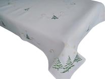 Kalėdinė staltiesė stačiakampė OS-302-B, balta/žalia/pilka, 140 x 220 cm