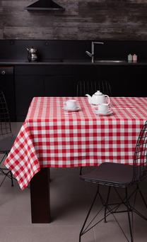 Staltiesė kvadratinė Foutastic Kareli, balta/raudona, 160 x 160 cm