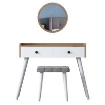 Kosmetinis staliukas Kalune Design BJ103 - 2236, balta/riešuto, 40 cm x 98.6 cm x 83.8 cm, su veidrodžiu, 2 vnt.