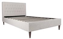 Lova viengulė Home4you Emilia, 90 x 200 cm, smėlio, be čiužinio, su grotelėmis