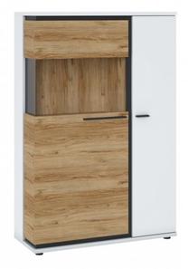 Vitrina Meble Wojcik Salinas SAIV01L, ąžuolo/balta/juoda, 93 cm x 37 cm x 139.8 cm