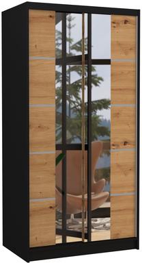 Spinta ADRK Ksawer, ąžuolo/juoda, 100 cm x 58 cm x 200 cm, su veidrodžiu