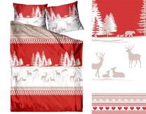 Kalėdinis patalynės užvalkalų komplektas PFX-26, balta/raudona/smėlio, 200 x 220 cm