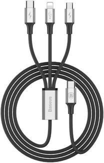 Laidas Baseus Rapid 3in1 USB Type-C, USB Type C/Micro USB/Apple Lightning, juoda sp.