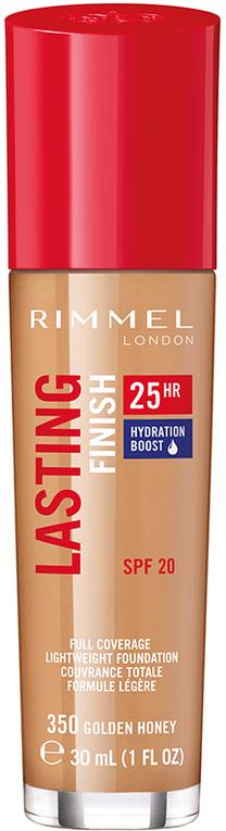 Skystas makiažo pagrindas Rimmel London Lasting Finish 25h With Hydration Boost, 350 golden honey, 30 ml