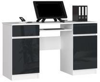 Rakstāmgalds ar skapi Akord Furniture Factory CLP A5 2D 2SZ, 135 cm x 50 cm, 77 cm, balta krās./grafīta krās.