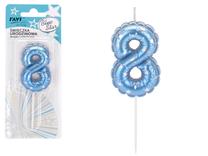Dzimšanas dienas svece Ravi Blue Star 8, zila krās., 16 cm