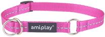 Ошейник для собак Amiplay Reflective, розовый цв., 250 - 400 мм x 15 мм, 25-40