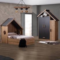 Vaikų kambario baldų komplektas Kalune Design Sultan, antracito sp./riešuto sp.