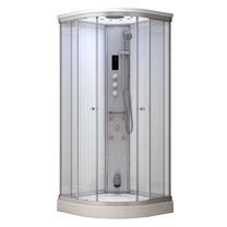 Garinė dušo kabina Amue Premium AMUE-AF8080-W White, masažinė, pusapvalė, 80 cm x 80 cm x 217 cm, balta sp./grūdintas