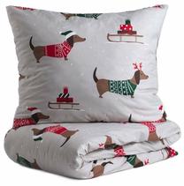 Kalėdinis patalynės užvalkalų komplektas Homla Genesis 705564, raudonas/žalias/pilkas, 140 x 200 cm