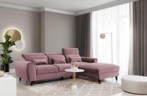 Kampinė sofa Foble Velvetmat 24, rožinė sp., dešininė, 196 x 267 cm x 100 cm