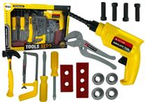 Bērnu darbarīku komplekts Lean Toys Tool Set 12145, dzeltena krās./pelēka krās.