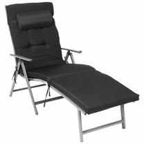 Lauko gultas Songmics Sun Lounger, juoda sp., 183 cm x 53 cm x 97 cm