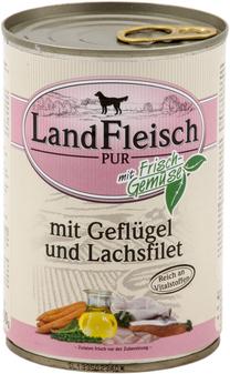 Šlapias šunų maistas Landfleisch, paukštiena/lašiša, 0.4 kg