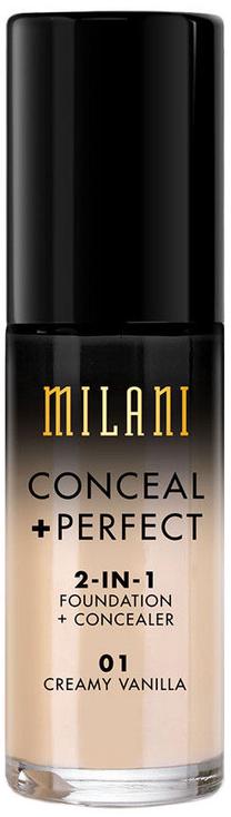 Šķidrā grima bāze Milani Conceal + Perfect, 01 creamy vanilla, 30 ml