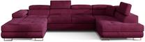 Kampinė sofa Rodrigo Mat Velvet 68, tamsiai violetinė sp., dešininė, 202 x 345 cm x 90 cm