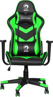 Игровой стул Marvo CH-106, 50 x 53 x 129 - 139 см, черный цв./зеленый цв.
