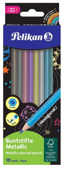 Spalvoti pieštukai Pelikan Metallic, 10 vnt.