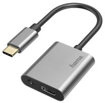 Adapteris Hama USB-C male - 3.5mm/USB-C female USB-C male, 3.5mm/USB-C female, sudraba krās.